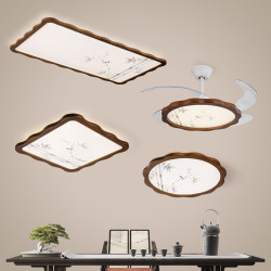 New Chinese-Style Solid Wood Ceiling Light for Bedroom, Study, Dining Room, Led Modern Minimalist Light Luxury Whole House Lighting Package