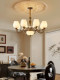 American mid-century style all-copper living room chandelier, retro light luxury glass lampshade, branch-shaped main lamp, creative design lamp