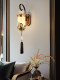 New Chinese-Style Wall Lamp, All Copper, Solid Wood, Natural Jade, Living Room Background Wall Lamp, Chinese Style Zen Bedside Lamp, High-End