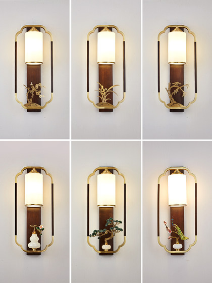 New Chinese-Style All-Copper Wall Lamp 2024 New Model for Living Room Tv Background Wall, Simple Retro Creative Bedroom Bedside Lamp