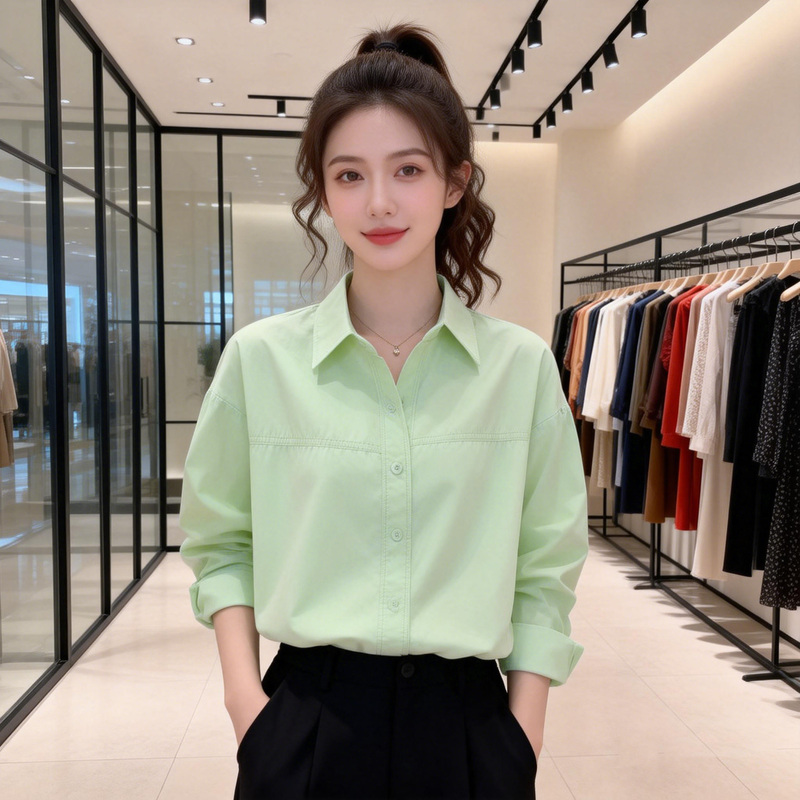 French-Style Green Long-Sleeve Shirt for Women 2026 New Spring and Autumn Casual Versatile Shirt Jacket with a Unique Design Niche Top French-Style Green Long-Sleeve Shirt for Women 2026 New Spring and Autumn Casual Versatile Shirt Jacket with a Unique Design Niche Top