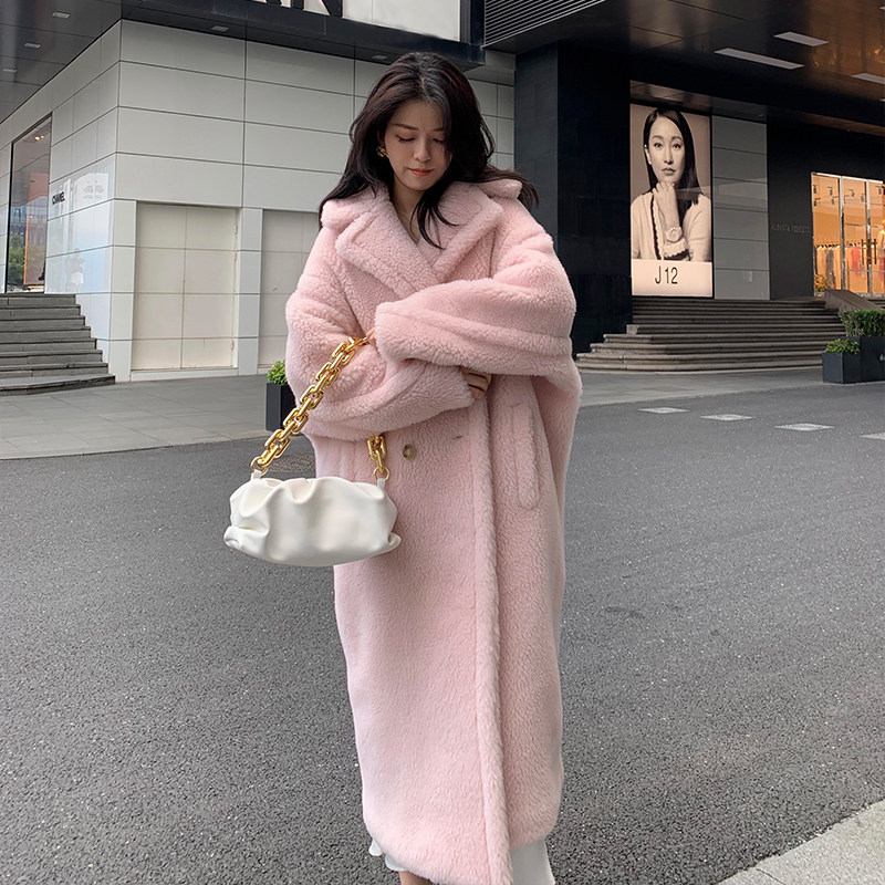 Linlinfs custom M home 2021 new autumn and winter long fur coat Cherry pollen teddy bear coat