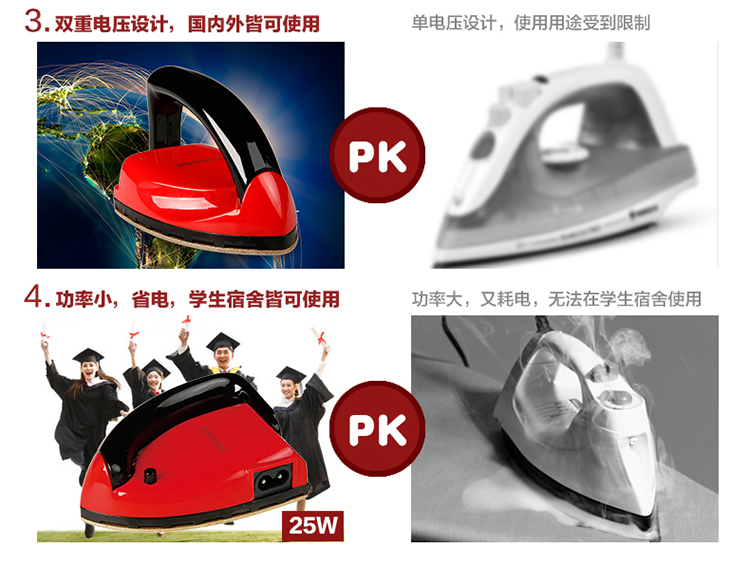 Youer sắt hộ gia đình mini sinh viên ký túc xá du lịch nhỏ cầm tay sắt làm bằng tay nhỏ V8 bàn là điện