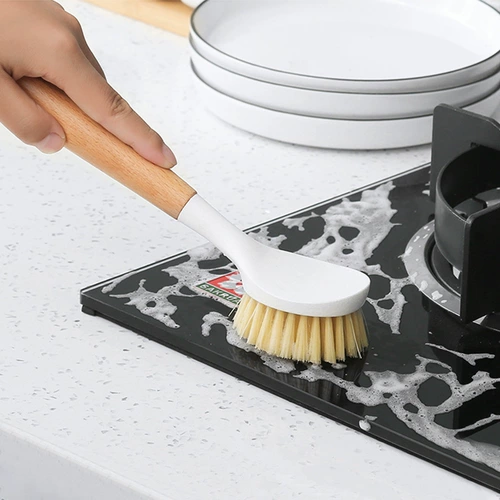 Японская стиль меча щетка с длинной ручкой очищающей кисти, Nake, шампунь, шампунь, деревянная ручка, без масла, чистого и дезактивации щетки