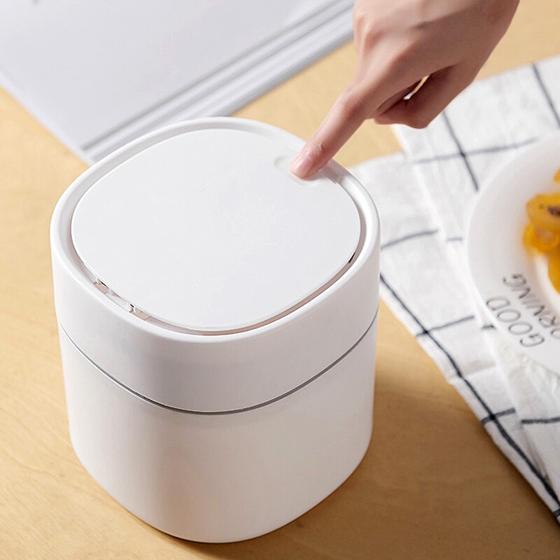Nordic Small Desktop Trash Can Coffee Table Mini Wastebasket with Lid Office Desk Storage Box Car Trash Storage Bin