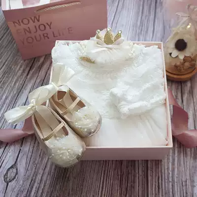Newborn baby clothes gift box full moon gift net red baby princess dress spring suit baby girl 100 days gift