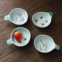 Shanshui a peach-like ceramic tableware hand-painted small saucer sauce sauces vinegar dish Japanese round cartoon
