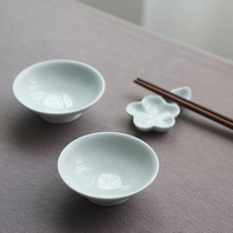 Landscape a Jingdezhen Ceramic small sauce Saucer Dish High Foot dip Taste Disc Round Home minimalist Practical