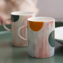 Office ins Nordic coffee cup Jingdezhen hand-painted ceramic mug ladies light luxury tea cup hand-painted