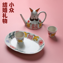 Niche Wedding gift creative hand-painted tea set gift box set featured Teapot designer pottery hand-made
