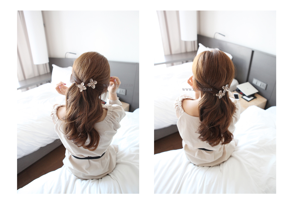 Trang sức Hàn Quốc tinh tế kim loại hoa flash kim cương công chúa tóc clip clip bên clip đầu clip bangs clip phụ nữ tóc tiara khóa ếch - Phụ kiện tóc các shop bán phụ kiện tóc đẹp 