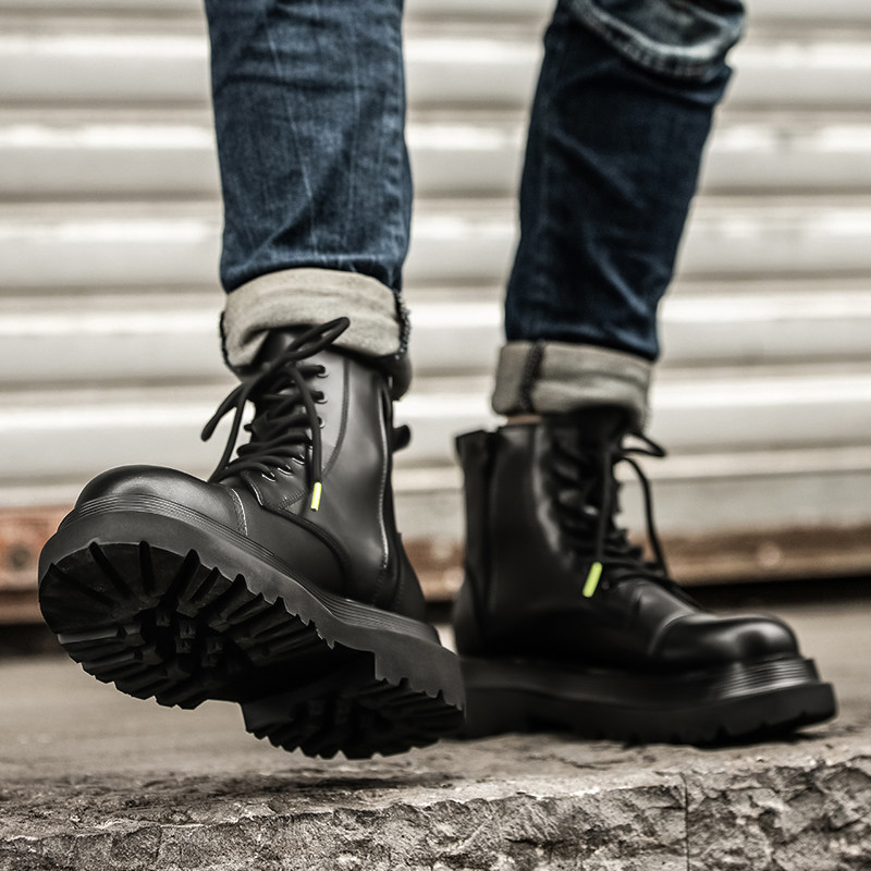 Real Pim Martin Boots Gao Gao UK Winter Gabon Shoes Autumn Winter Tide zipper thick soles increase in the workshop boots men