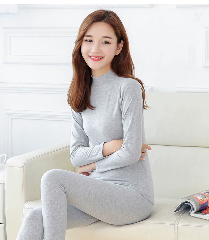 Trong quần cổ cao mùa thu Qiuqiu quần trung và bà già cotton nữ đồ lót nhiệt mẹ áo len XL màu đen bộ dài tay nữ trung niên