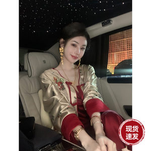 Yaqiao [Good Fortune Is Coming] Autumn New Style Tang Suit Heavy Embroidery with Beads and Tubes New Chinese Style National Style Short Jacket for Women