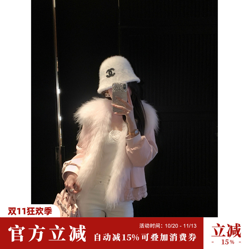 Sun Yaqiao Haute Couture [Princess Parker] Winter Warm White Raccoon Fur Collar Goose down Parka Thick Coat for Women