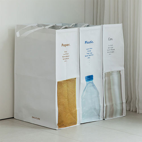 Korean Imported Dailylike Waste Sorting and Recycling Combination Bags, Trash Cans, Set of 3, Waterproof Dirty Clothes Storage Basket Korean Imported Dailylike Waste Sorting and Recycling Combination Bags, Trash Cans, Set of 3, Waterproof Dirty Clothes Storage Basket