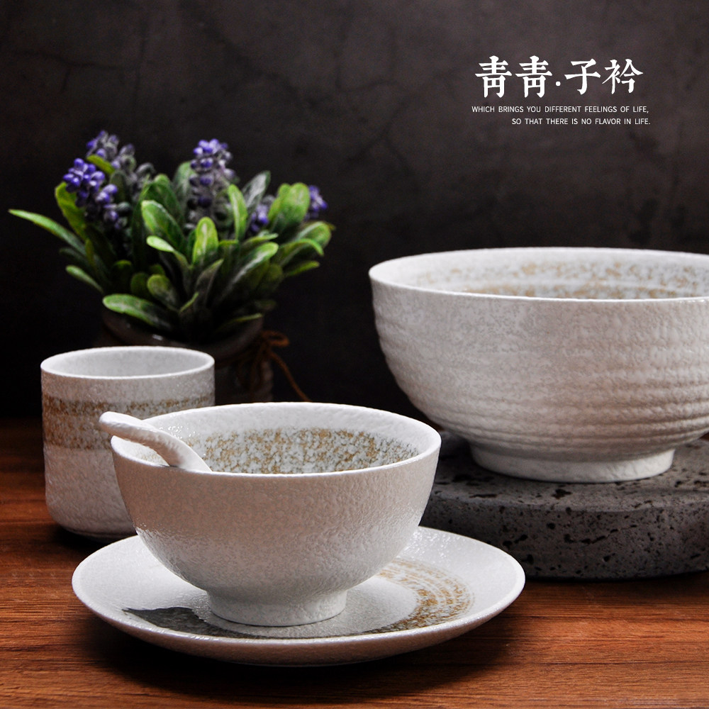Day Style Ceramic Bowl suit Creative sketch Green hotel Swing Terrace Home Retro Pull Noodles Bowl Rice Bowls of water