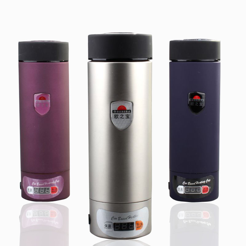 欧之宝车载电热杯不锈钢车用加热杯保温杯12V24V大容量车载烧水壶