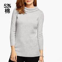 Undershirt 70% sleeves Knitted Sweatshirt Woman Spring Fall Collar Tide Big Code 100 Hitch Loose Grid Magniti Blouse
