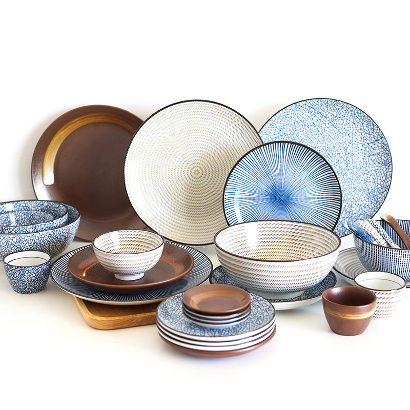 Under Glazed Color Retro Day Style Ceramic Plate Dish plate Saucer Rice Bowl rice Rice Bowl-style cutlery