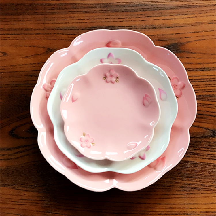 Fine Cherry Blossom Pink Embossed Bull Platoon Disc disc Disc Fruit Pan Three colors