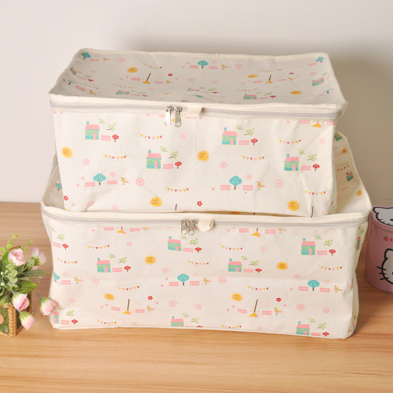 Cotton cloth Quilt Containing Box Cashier Bag Clothing Toy Finishing Box Bag Large Number With Lid Containing Box Moisture containing box