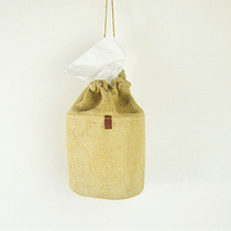 Natural jute round tissue drawing towel tube drawstring roll paper can hang waterproof tissue box drawing paper box