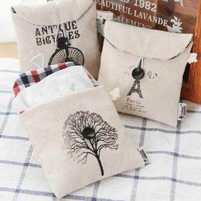 Cotton Hemp Sanitary Cotton Bag Containing Bag Aunt Towels Bag Cashier Bag Large Capacity Cloth Art Month Matter Bag Sanitary Cotton Bag