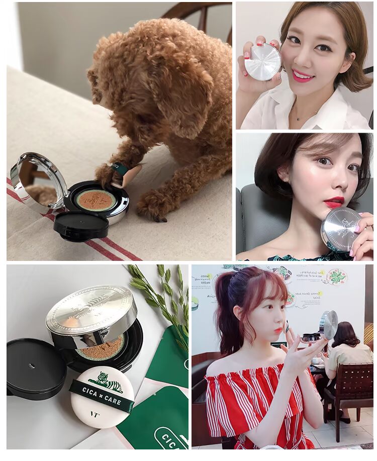 小鬼 可可 Korea Fant vt Tiger Air Cushion CICI Snow Grass BB Cream Kem che khuyết điểm Kem dưỡng ẩm lâu trôi kem nền che khuyết điểm hàn quốc