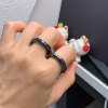 17 ring Myanmar natural jade A pair of cold black chicken rings Q2410#