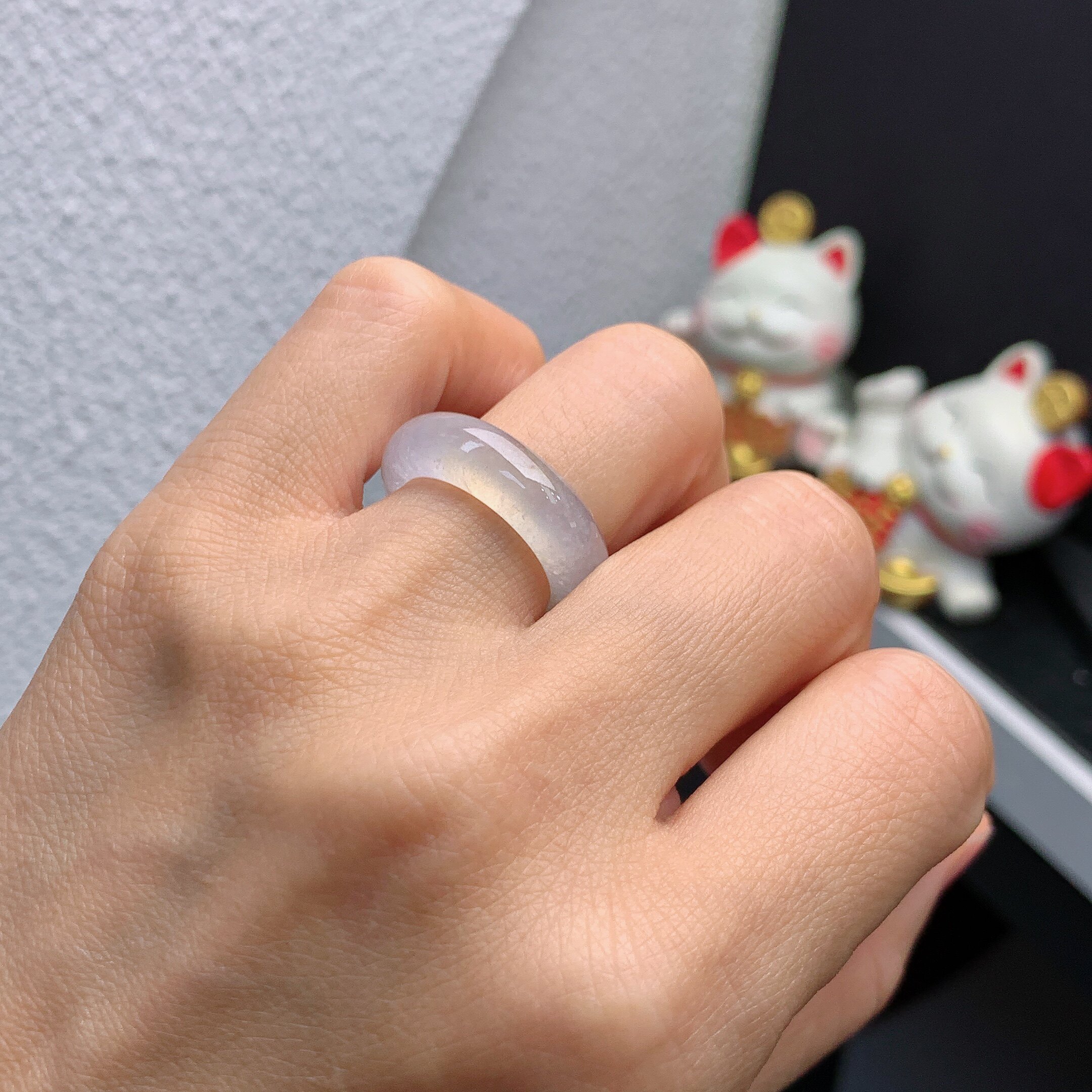 11-12 circle Myanmar natural jade A goods ice floating yellow jade ring A143#