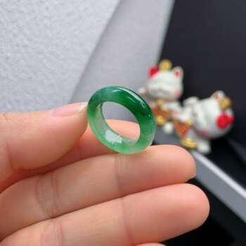 9-10 circle burmese natural jade a grade ice spicy green ring 189#
