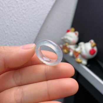 13-14 circle burmese natural jade a-grade ice type white ice ring a682#