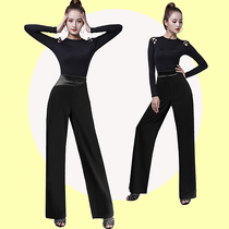  Modern dance pants Womens pants Ballroom dance national standard dance high elastic body dance pants Square dance straight dance pants