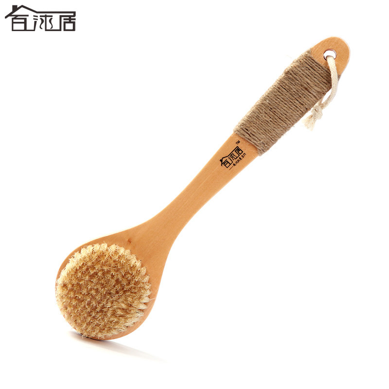 百沐居长柄猪鬃毛洗澡刷 搓澡刷洗浴刷木质去角质软毛中号搓背刷
