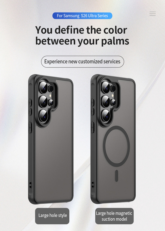 Smoky Grey Frosted Cover Matte Black Frame Phone Case for SAMSUNG,Galaxy S26, Galaxy S26 Plus, and Galaxy S26 Ultra - view 3
