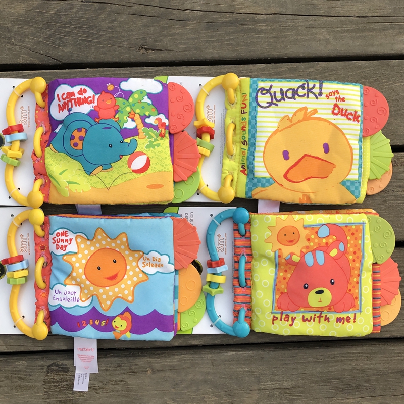 Child Anecdotal Cute cute baby cloth book baby appeasement toy Enlightenment cognition Multi-functional dental gum sound paper 4 models-Taobao