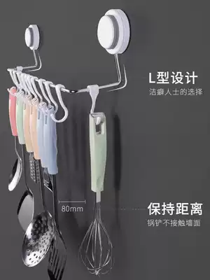 Sucker adhesive hook long pole kitchen door hanging hanger stainless steel strong non-hole dressing room bathroom wall hook