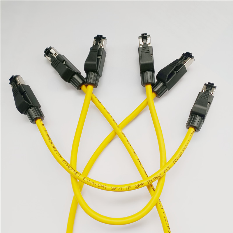 Yellow Industrial-Grade Plc Flexible Shielded Four-Core Rj45 Connector Crystal Head Network Cable 2X2X26Awg/7 Yellow Industrial-Grade Plc Flexible Shielded Four-Core Rj45 Connector Crystal Head Network Cable 2X2X26Awg/7