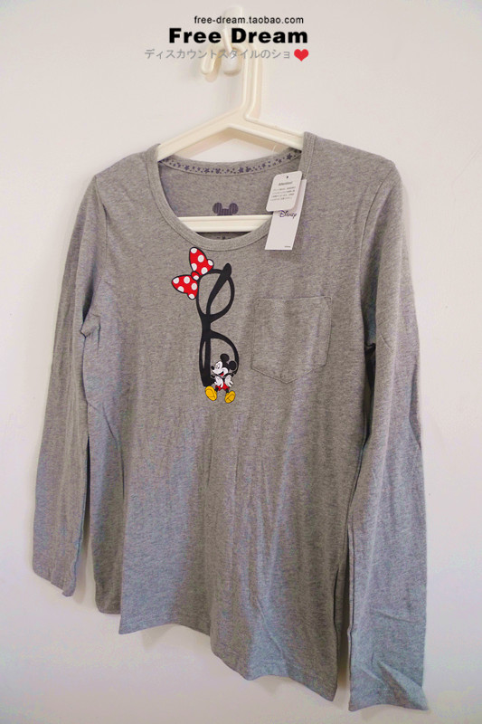 Foreign trade Japanese single D home cute ladies girls students long-sleeved T-shirts College of Tourism all-match pockets Slim Mi N