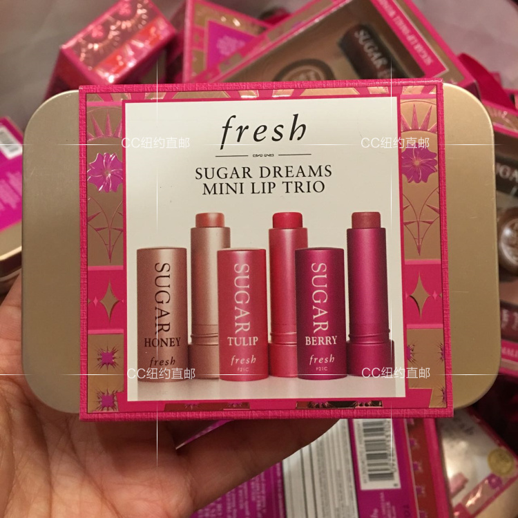 [Cổ phiếu trong nước] Chăm sóc môi thơ Fresh tươi đặt hộp sắt nhỏ ba gói kem ủ môi laneige