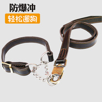 Genuine leather dog P chain gold wool large small and medium dog neck cover dog collar traction rope dog ring dog rope Item lap dog chain
