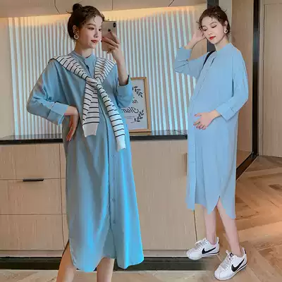 Pregnant women's clothing autumn coat tide mother fashion loose lapel pregnant women's shirt bottoming shawl