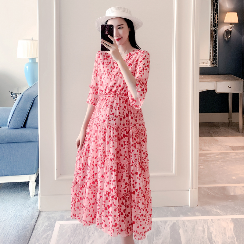 Pregnancy Woman Dress Summer Clothing 2022 Spicy Moms Fashion style V collar Snow-spinning pregnant woman Ocean dress Summer can be breastfed
