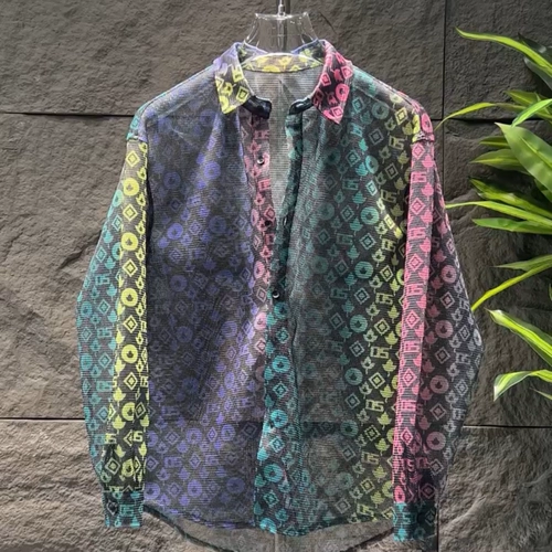 Летняя окрашенная рубашка, дышащая куртка для влюбленных, одежда для защиты от солнца для отдыха, градиент, оверсайз