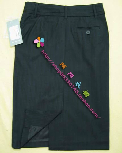 Qingcang Spring и Summer Pright Skirt Black Fine Stripes После раскола в средней юбке одна штифта с XS 25