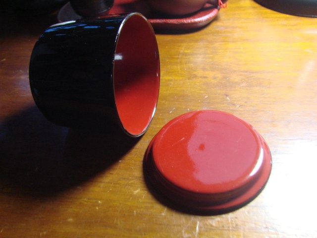 Exit Lacquer * Outer black Neredwood lacquered lacquerware small tea cup with lid 83mm * 70mm