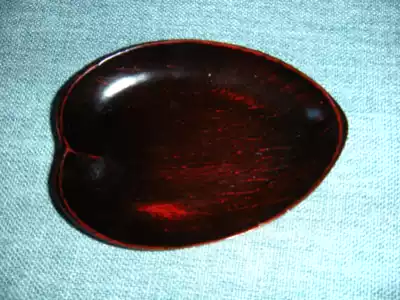 Clearance export lacquerware*Japanese lacquerware Root coated wooden tire melon seed shaped plate 130mm*100mm*20mm