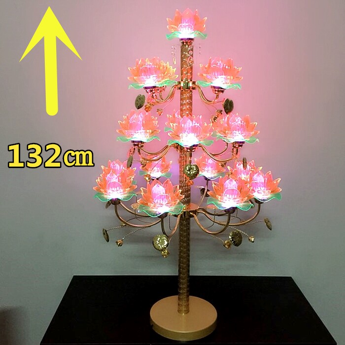 Jiyuan Buddha lamp Buddha supplies led colorful crystal lotus lamp Buddha front offering lamp Changming God of Wealth large-scale landing height 1