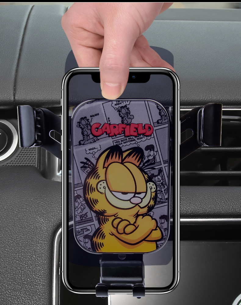 Garfield car mobile phone bracket car air outlet put in the car fixed navigation shelf gravity support clip